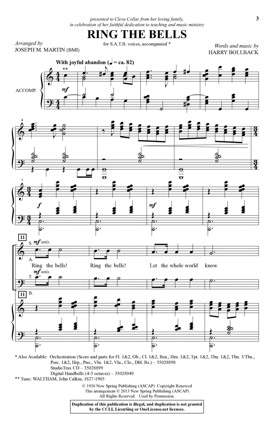 Ring The Bells 4-Part scores gallery preview page 1