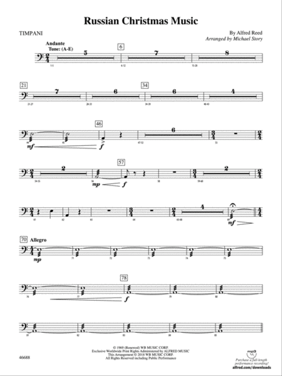 Russian Christmas Music: Timpani Full Orchestra scores gallery preview page 1