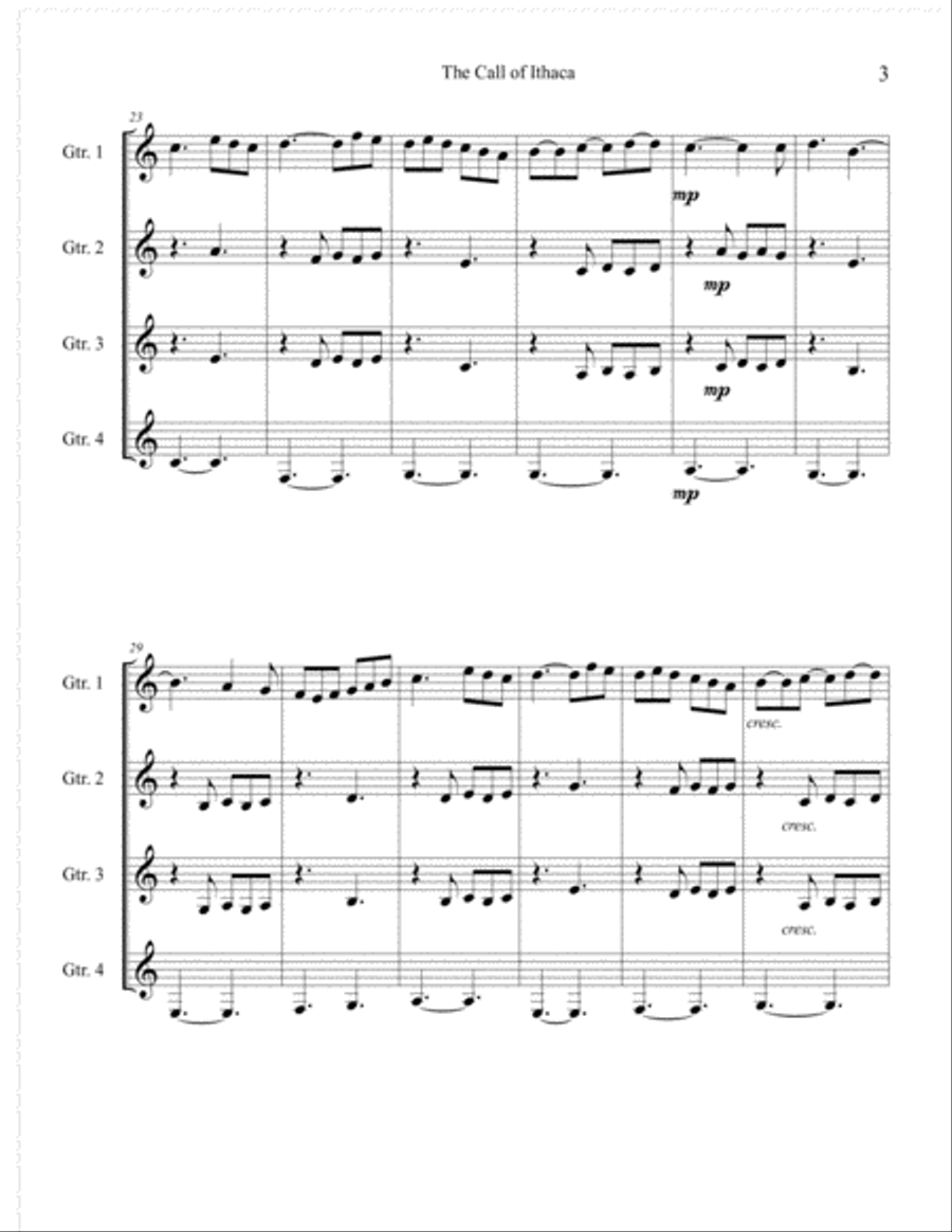 The Call of Ithaca (Guitar Quartet) Guitar Ensemble scores gallery preview page 5