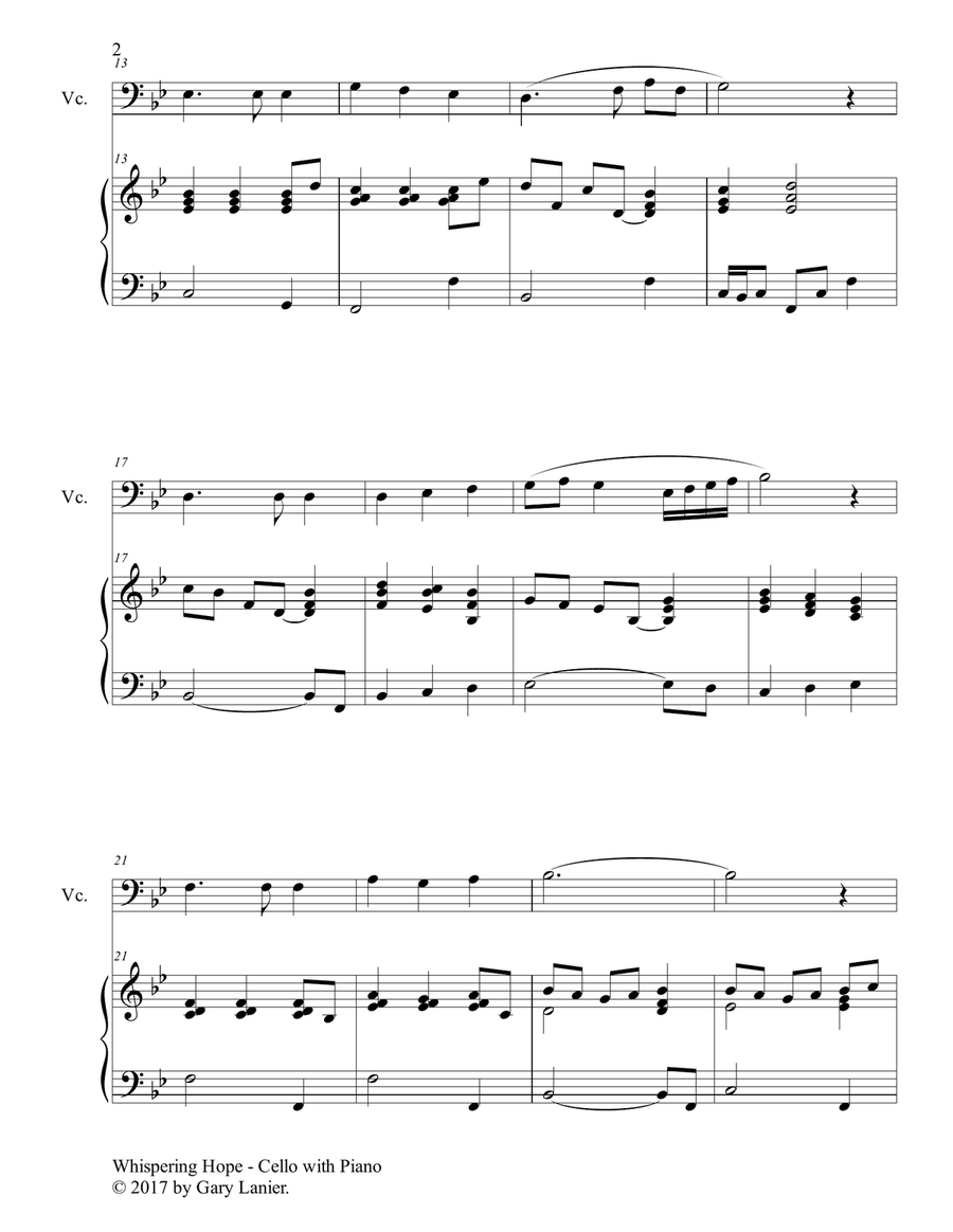 3 HYMNS OF HOPE (for Cello and Piano with Score/Parts) Piano scores gallery preview page 3