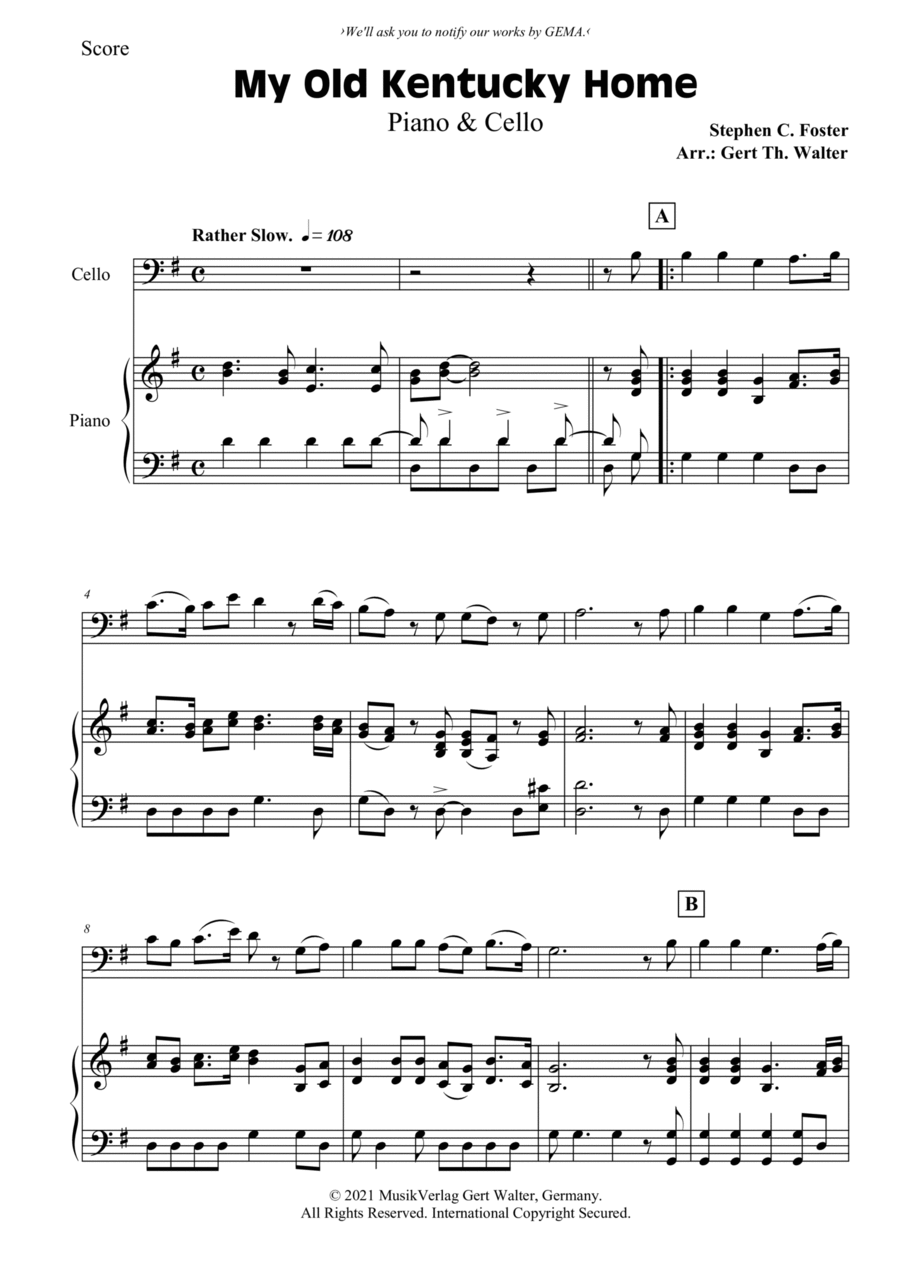 My Old Kentucky Home Piano scores gallery preview page 1