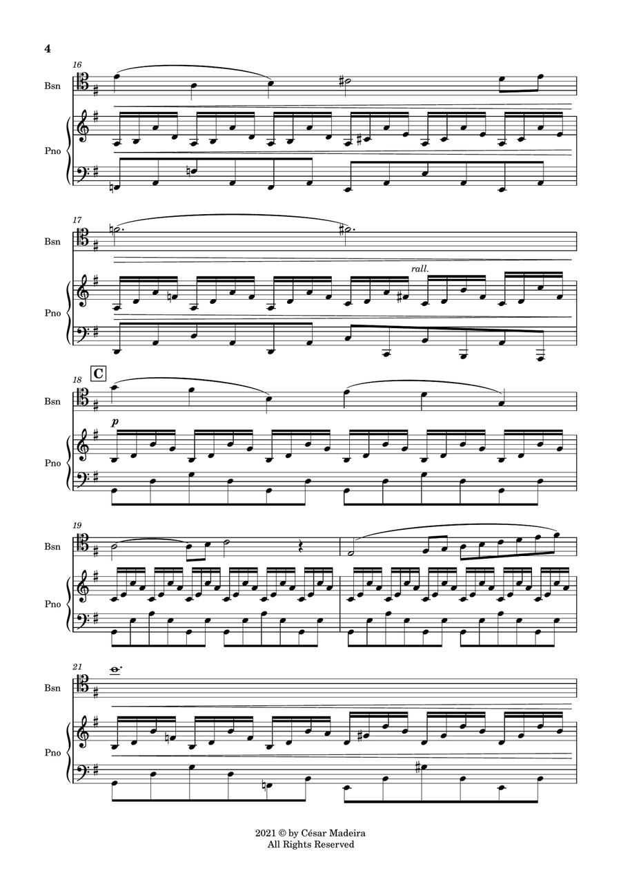The Swan (Le Cygne) by Saint-Saens - Bassoon and Piano (Full Score and Parts) Bassoon Solo scores gallery preview page 5