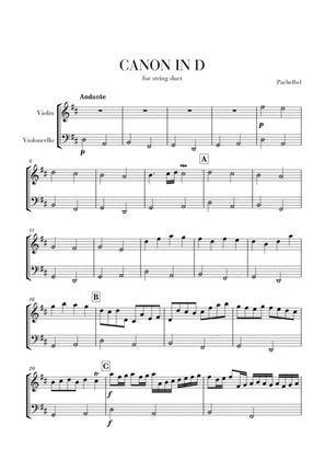 Book cover for Canon in D for Violin and Cello Duet