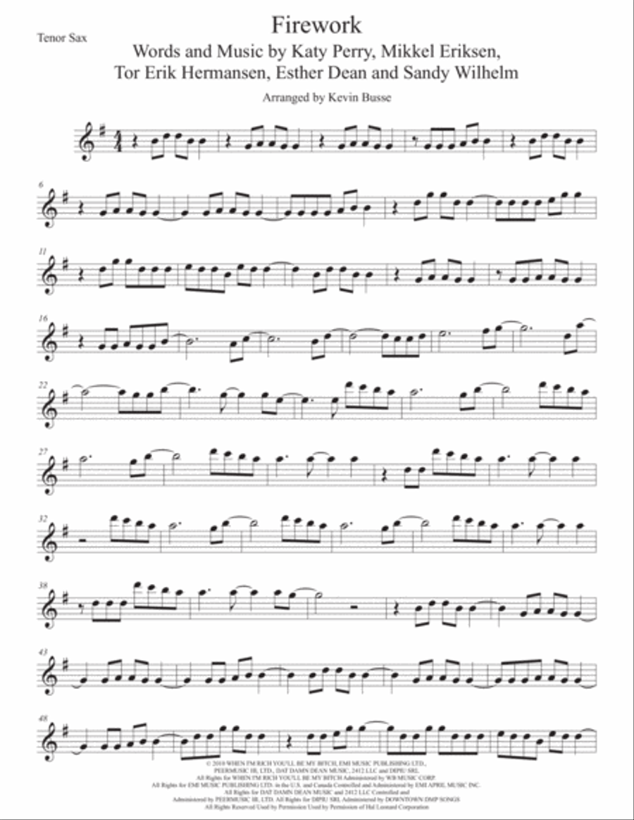 Firework Tenor Saxophone scores gallery preview page 1