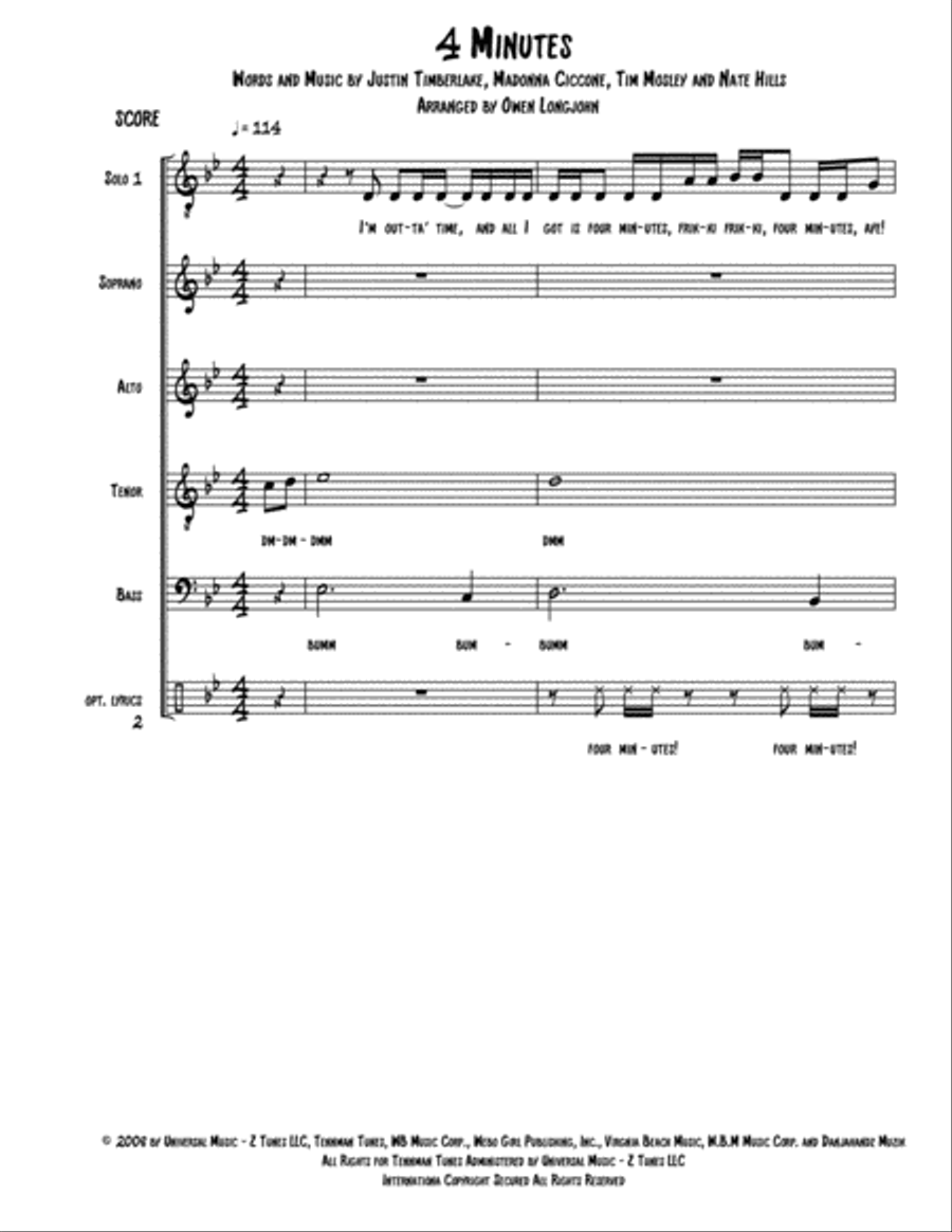 4 Minutes 4 Minutes 4-Part scores gallery preview page 1