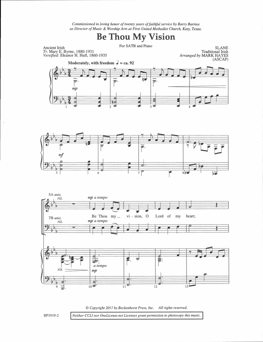 Be Thou My Vision - Hayes 4-Part scores gallery preview page 2