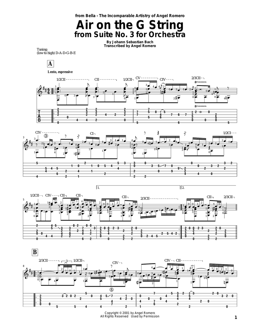 Air On The G String Acoustic Guitar scores gallery preview page 1