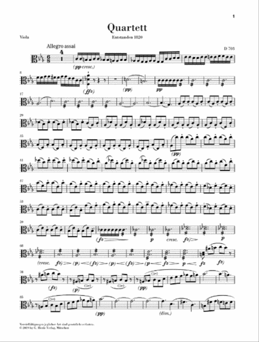 String Quartet Movement (Quartettsatz) in C Minor, D. 703 String Quartet scores gallery preview page 4