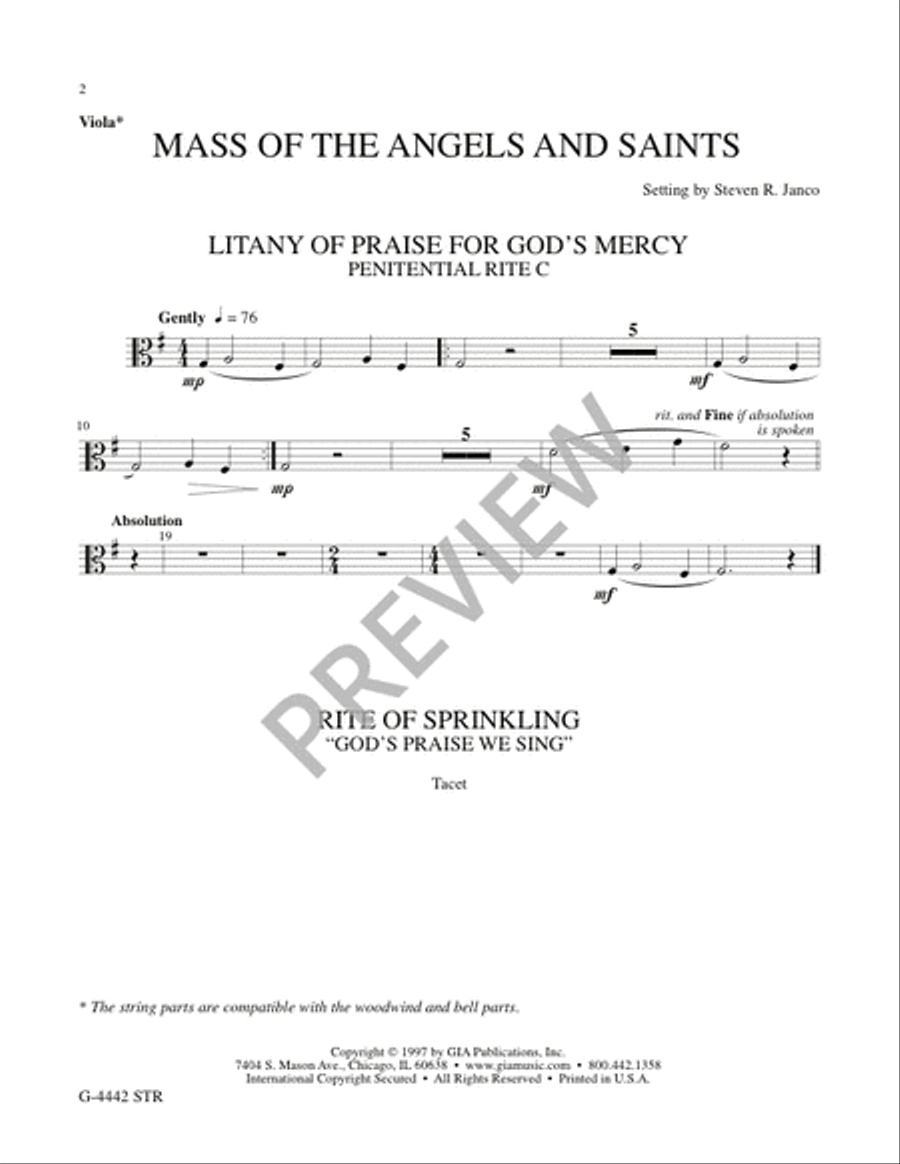 Mass of the Angels and Saints - String edition