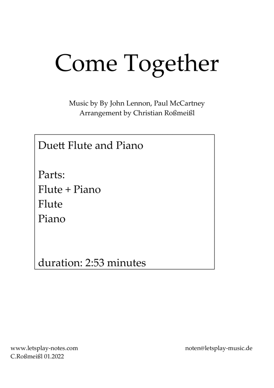 Come Together Woodwind Duet scores gallery preview page 1