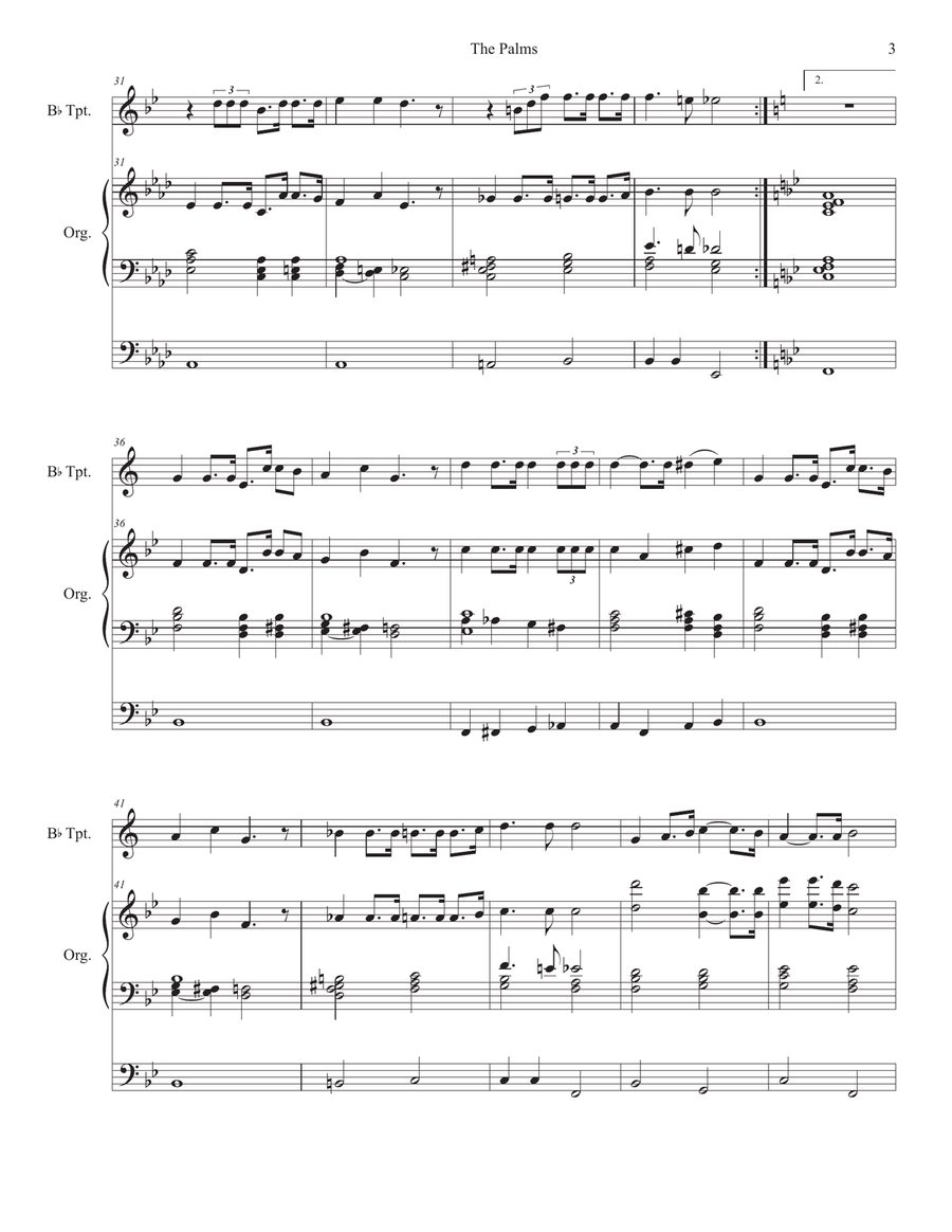 The Palms (Bb-Trumpet solo and Organ) The Palms (Bb-Trumpet solo and Organ) B-Flat Trumpet scores gallery preview page 3