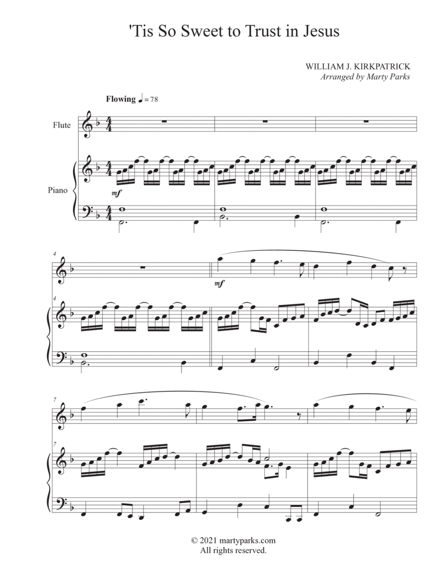 'Tis So Sweet to Trust in Jesus (Flute-Piano) 'Tis So Sweet to Trust in Jesus (Flute-Piano) Flute Solo scores gallery preview page 1