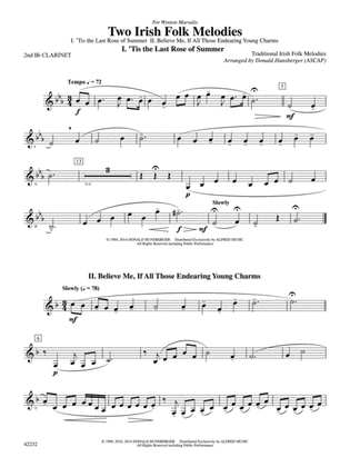 Two Irish Folk Melodies: 2nd B-flat Clarinet