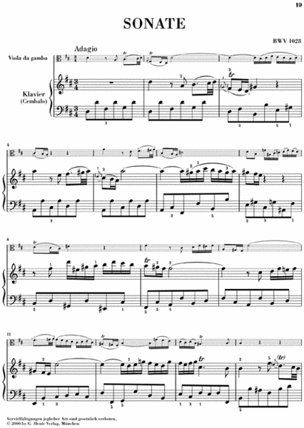 Sonatas for Viola da Gamba and Harpsichord BWV 1027-1029 (Version for Violoncello and Harpsichord)