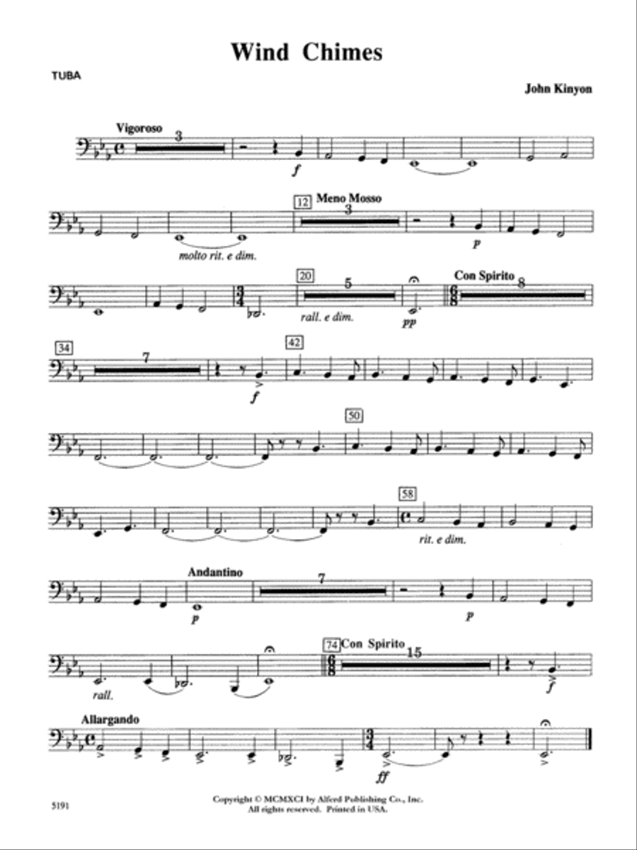 Wind Chimes: Tuba Wind Chimes: Tuba Concert Band scores gallery preview page 1