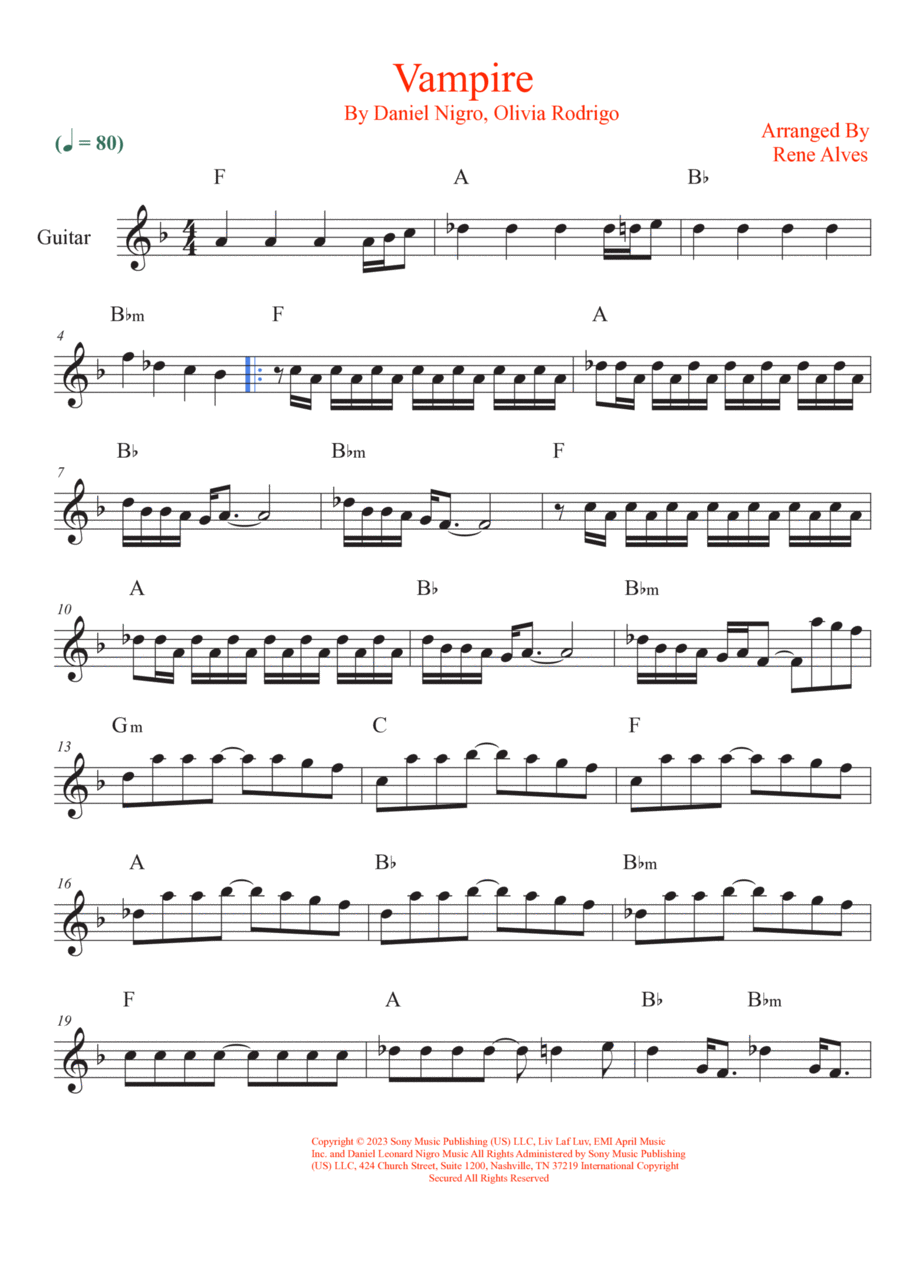 Vampire Electric Guitar scores gallery preview page 1