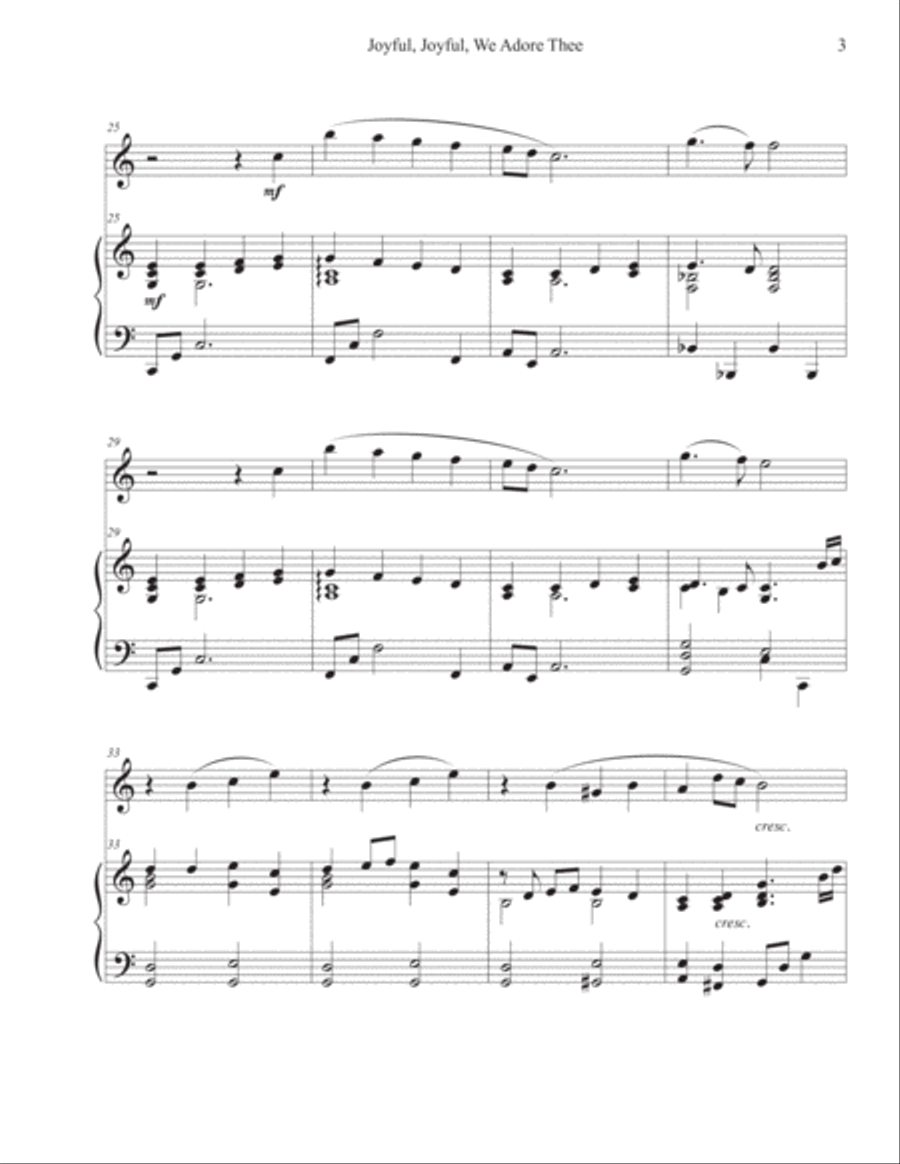 Joyful, Joyful, We Adore Thee (Flute-Piano) Flute Solo scores gallery preview page 3