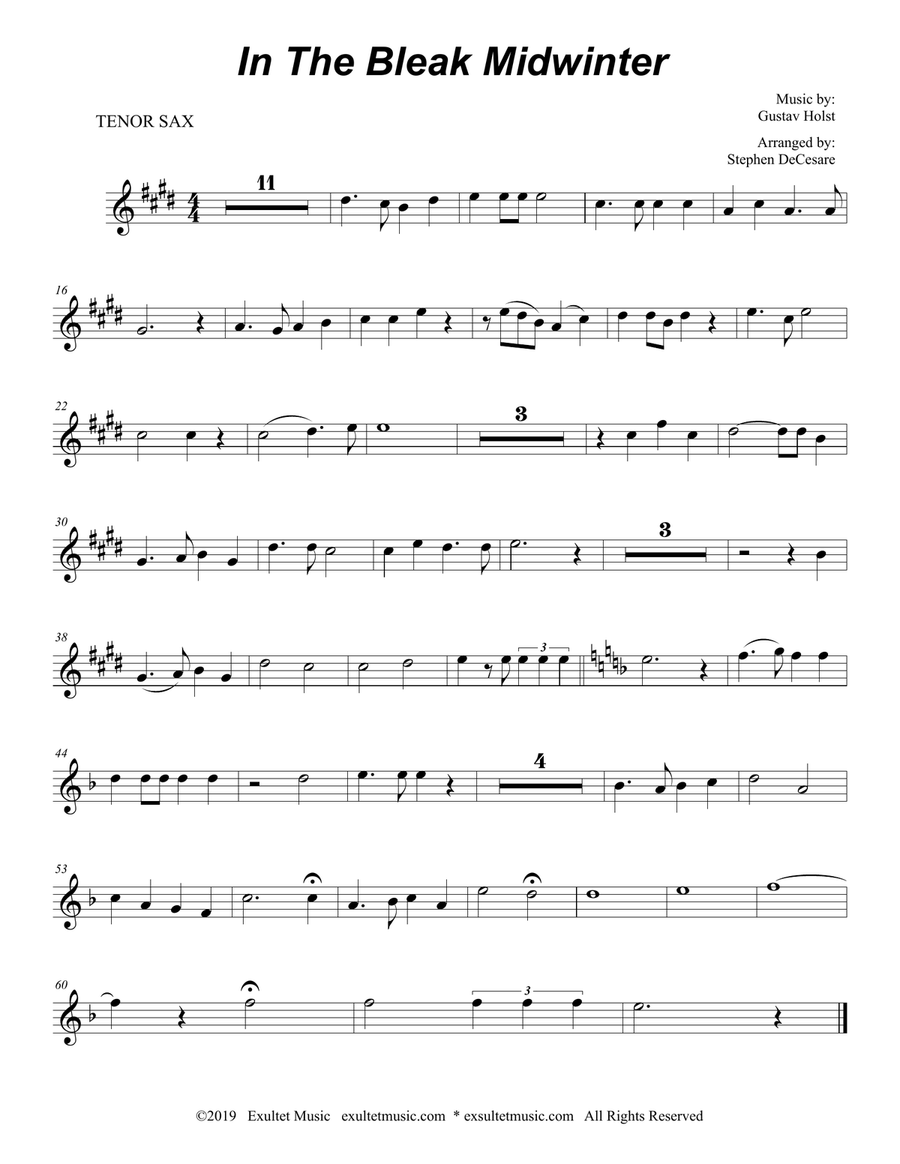In The Bleak Midwinter (Duet for Soprano and Tenor Saxophone) Woodwind Duet scores gallery preview page 4