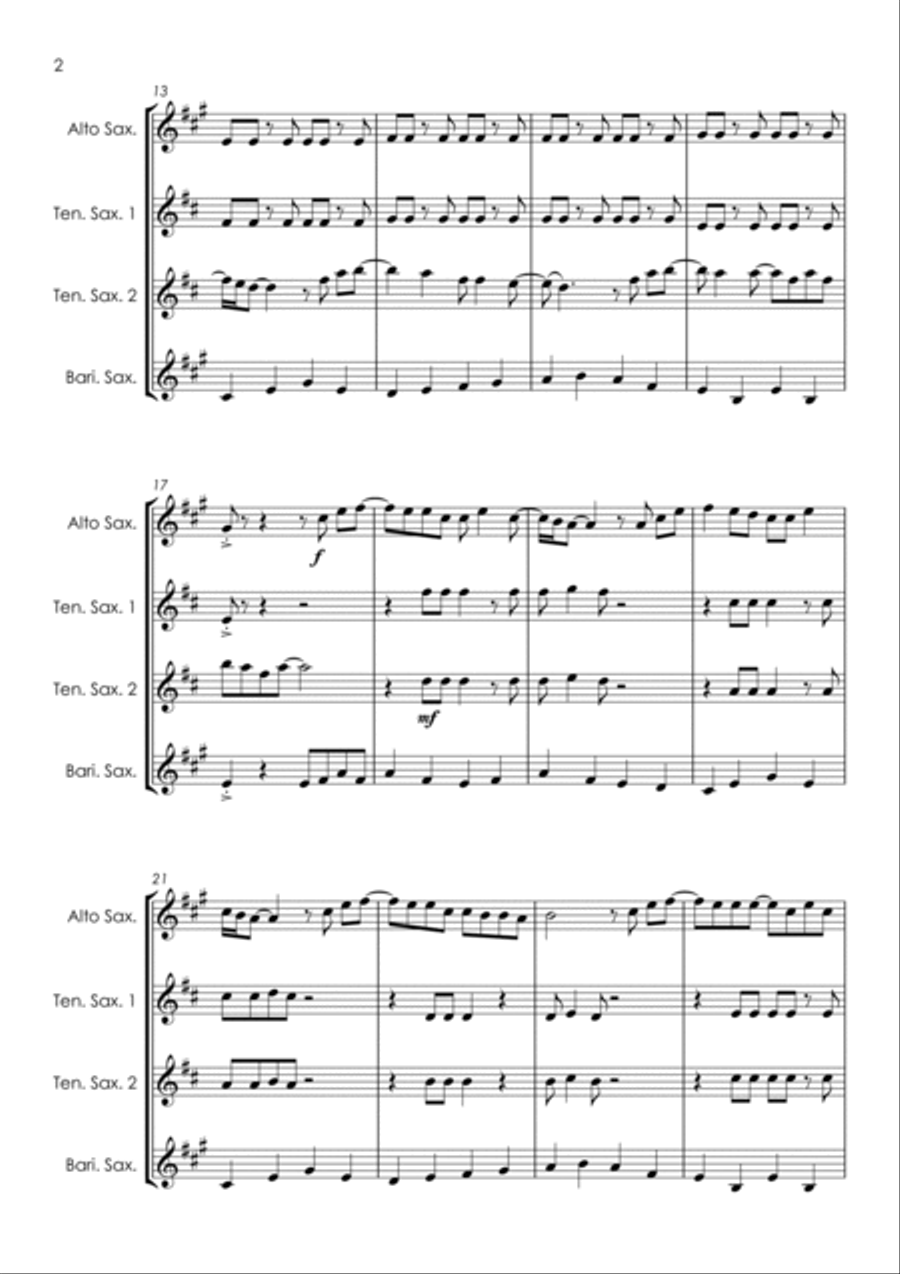 Crocodile Rock Saxophone Quartet scores gallery preview page 4