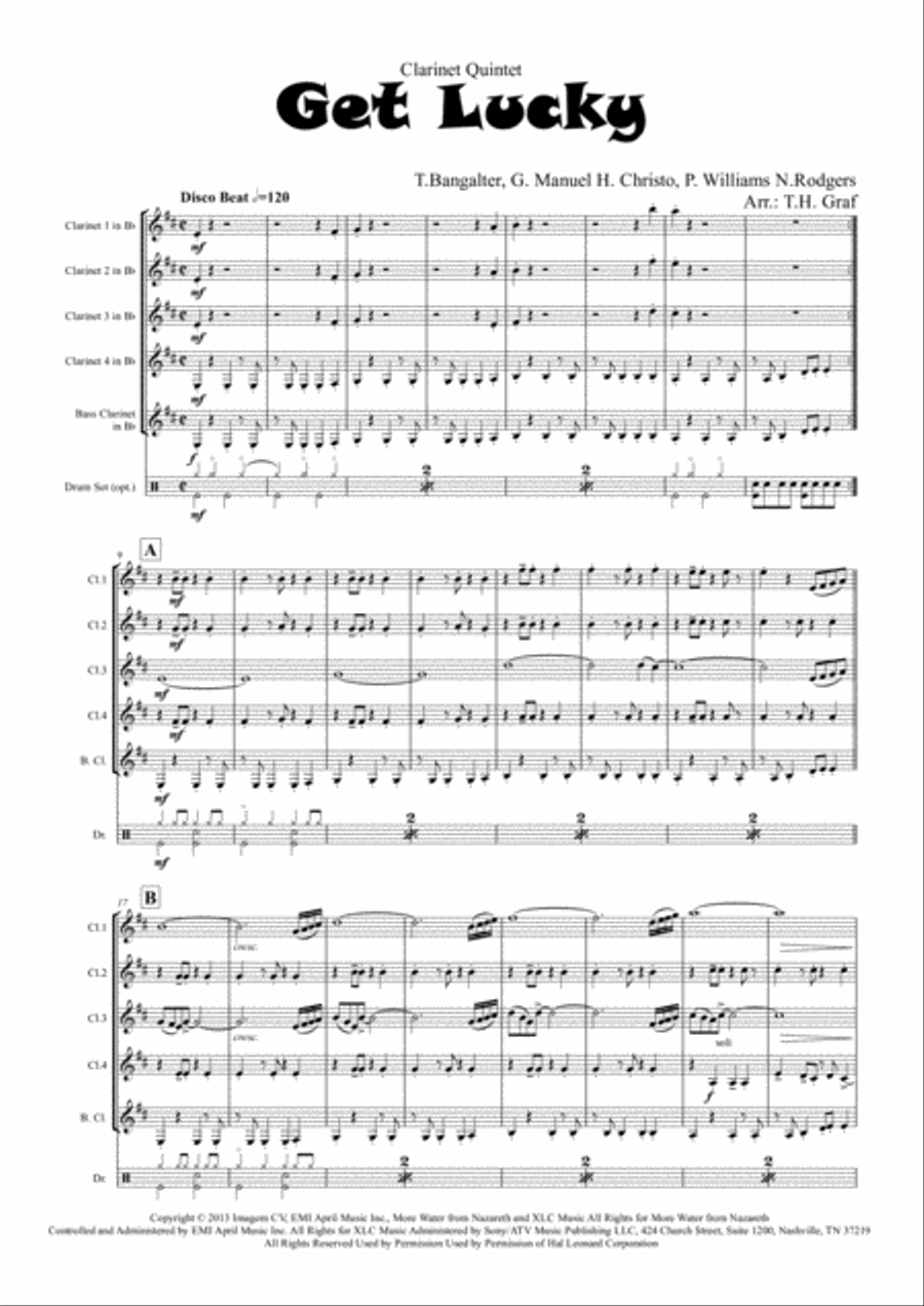 Get Lucky Woodwind Ensemble scores gallery preview page 1