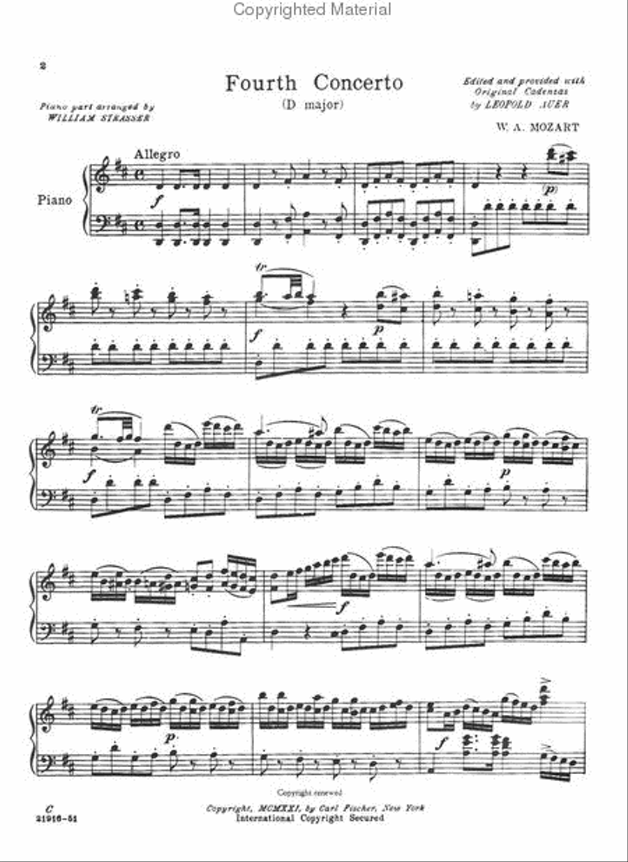 Concerto No. 4 in D Major, K. 218 Violin Solo scores gallery preview page 2
