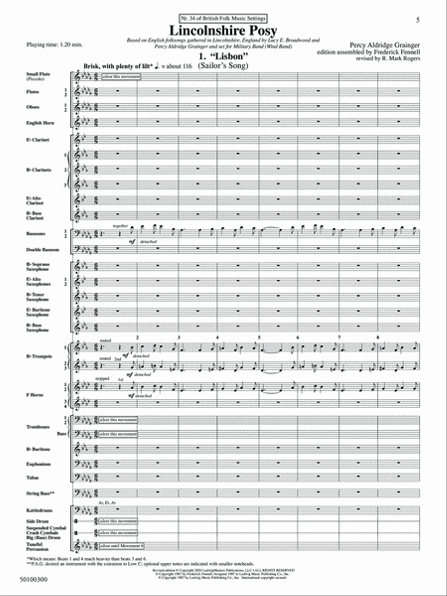 Lincolnshire Posy - 2020 Edition - Full Score Concert Band scores gallery preview page 5