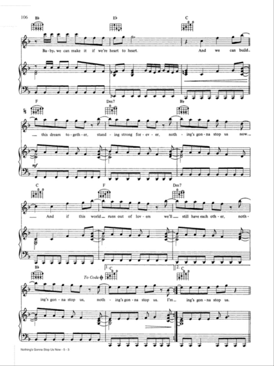 Nothing's Gonna Stop Us Now Piano, Vocal, Guitar scores gallery preview page 3