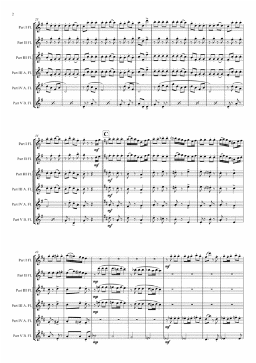 Amboss-Polka - German Polka - Oktoberfest - Flute Quintet Woodwind Ensemble scores gallery preview page 2