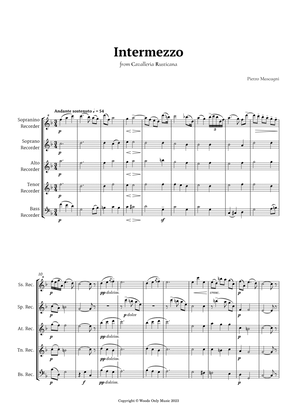 Intermezzo from Cavalleria Rusticana by Mascagni for Recorder Quintet