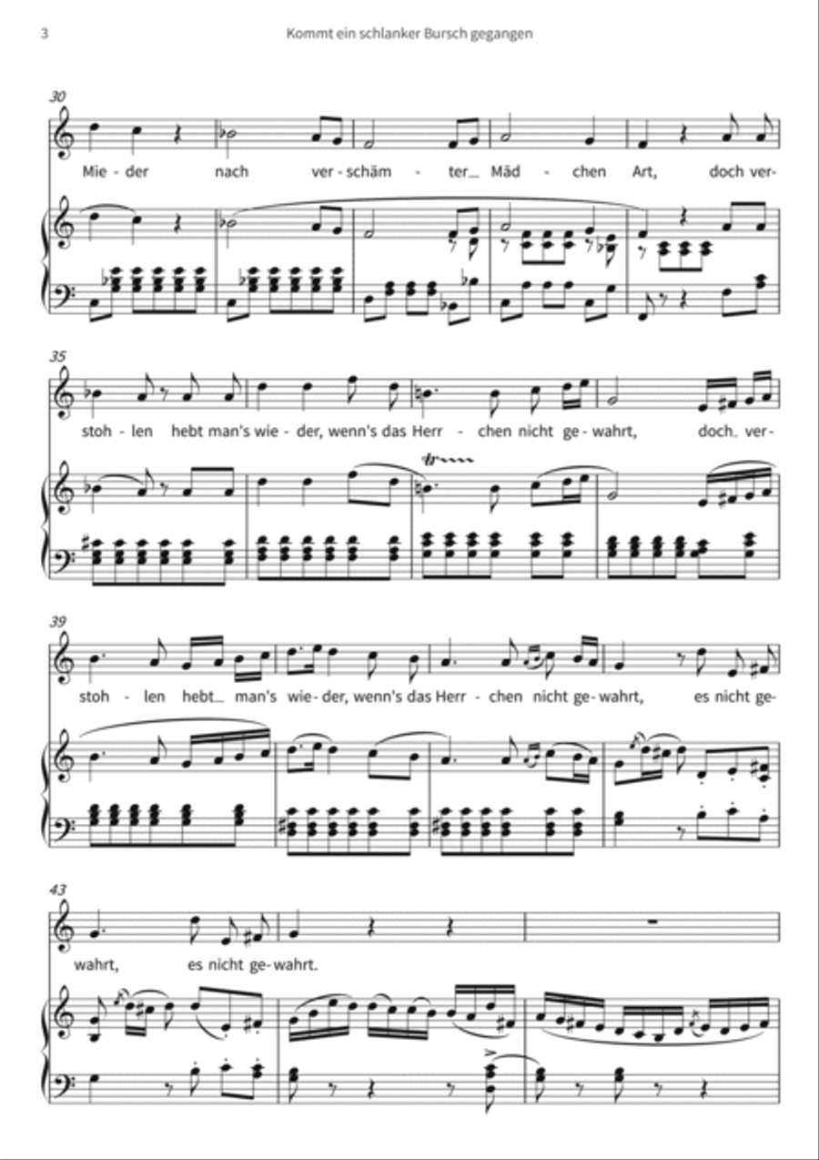 Kommt ein schlanker Bursch gegangen Piano, Vocal, Guitar scores gallery preview page 5