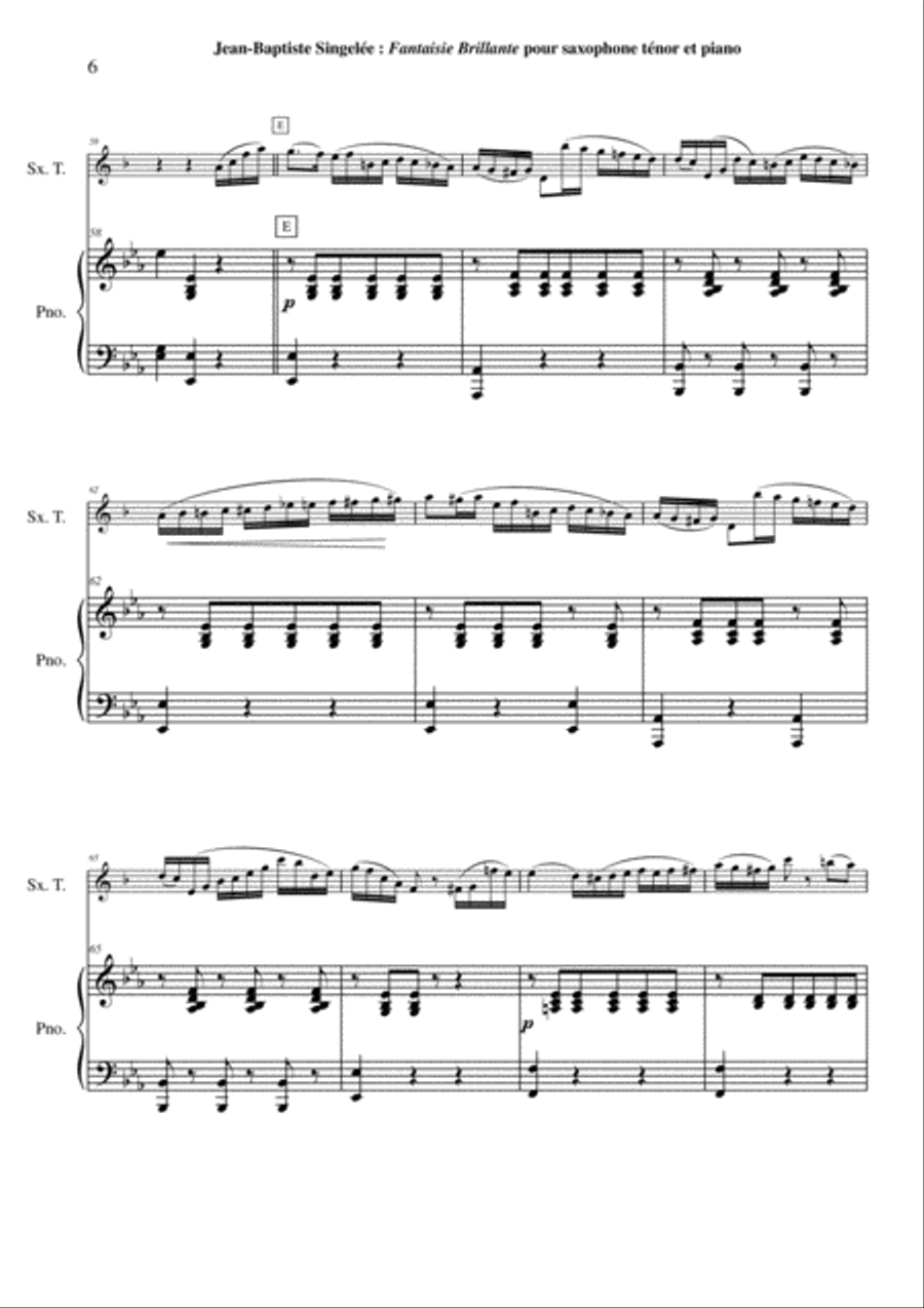 Jean-Baptiste Singelée: Fantaisie Brillante, Opus 75 pour saxophone ténor et piano Piano scores gallery preview page 6