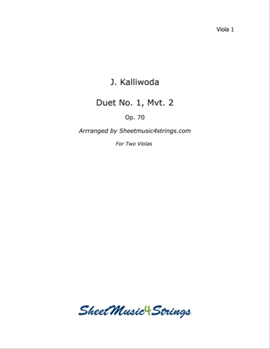 Kalliwoda, J. - Duet No.1, Mvt. 2, Op. 70 for Two Violas String Duet scores gallery preview page 5