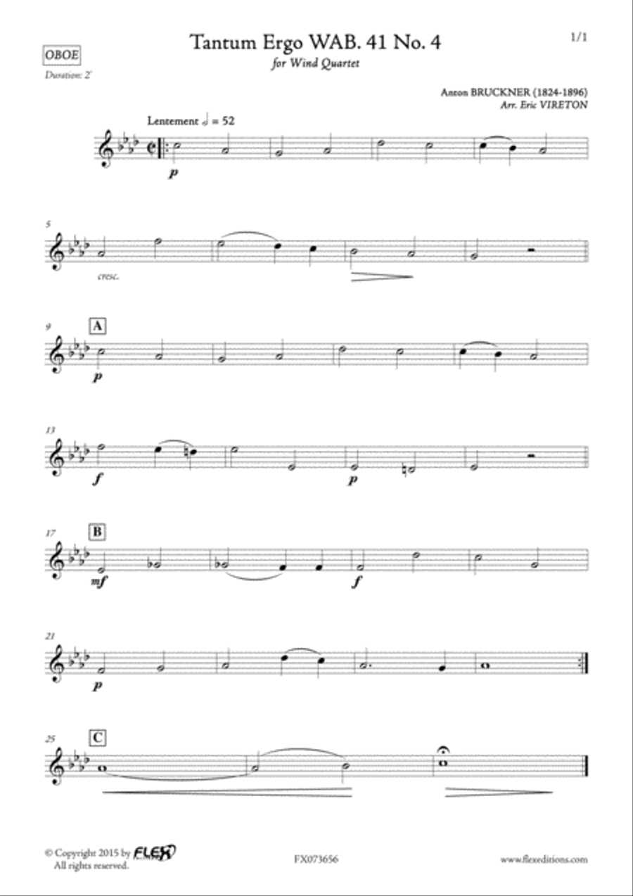 Tantum Ergo WAB. 41 No. 4 Woodwind Quartet scores gallery preview page 4