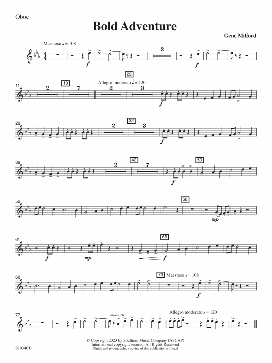 Bold Adventure - Oboe Bold Adventure - Oboe Concert Band scores gallery preview page 1