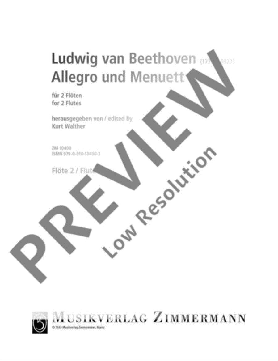 Allegro and Menuet Flute Duet scores gallery preview page 11