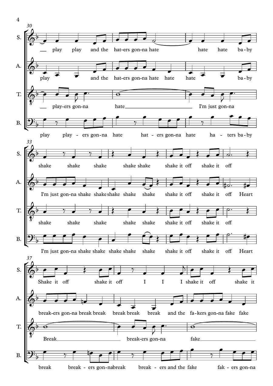 Shake It Off 4-Part scores gallery preview page 4