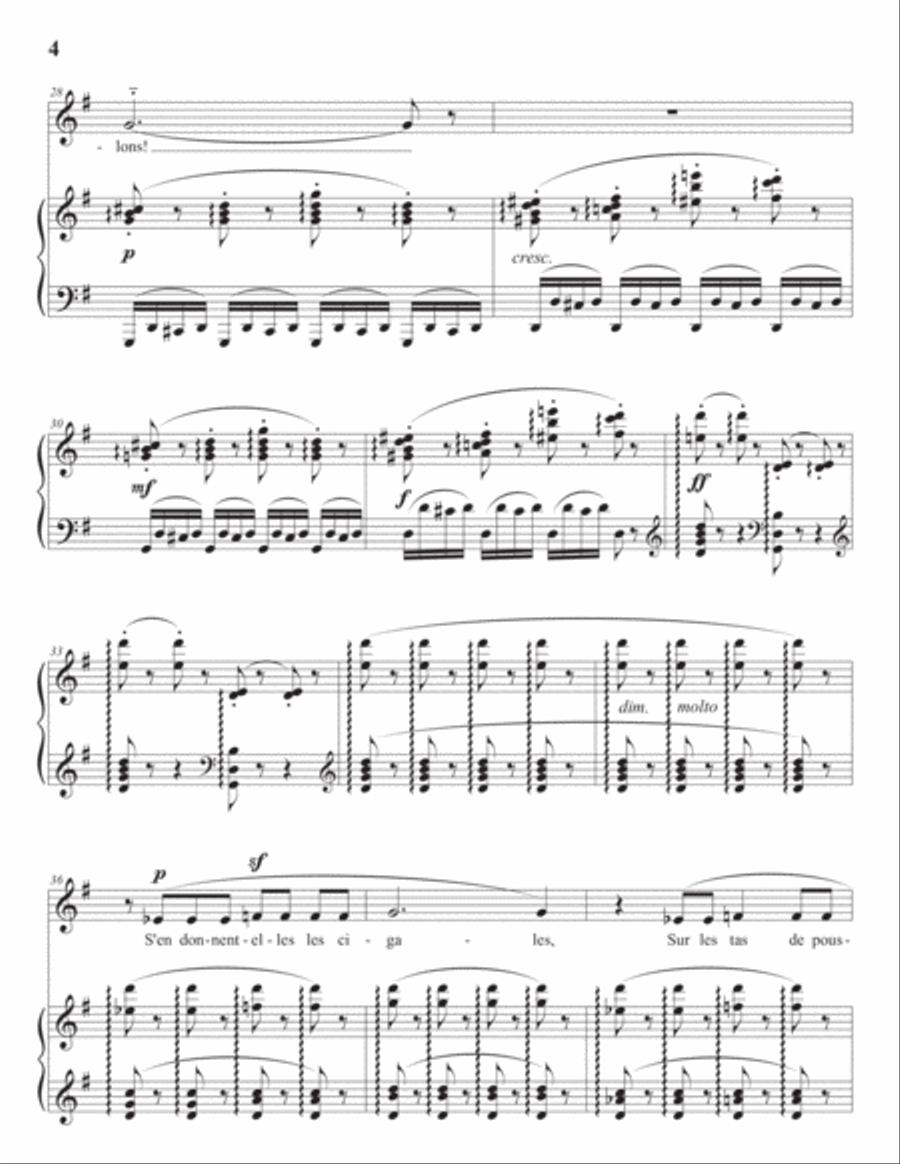 CHABRIER: Les cigales (transposed to G major) Voice scores gallery preview page 5