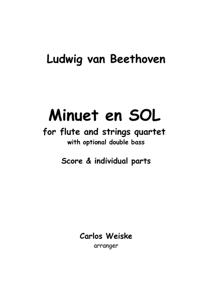 Beethoven Minuett in G for flute and string quartet with optional double bass image number null