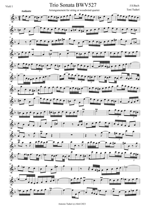 Trio sonata BWV527 in D minor for string quartet or woodwind quartet formations.