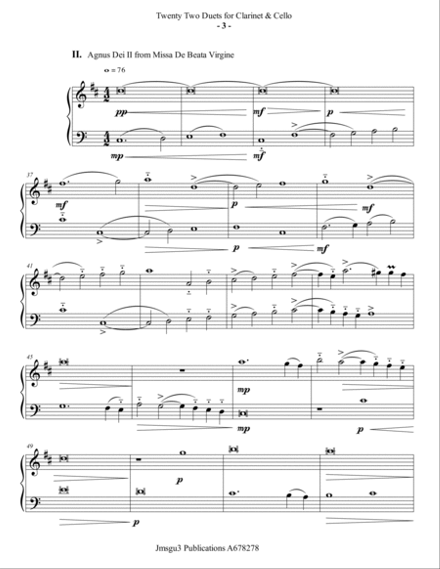 Josquin: 22 Duets for Clarinet & Cello B-Flat Clarinet scores gallery preview page 3