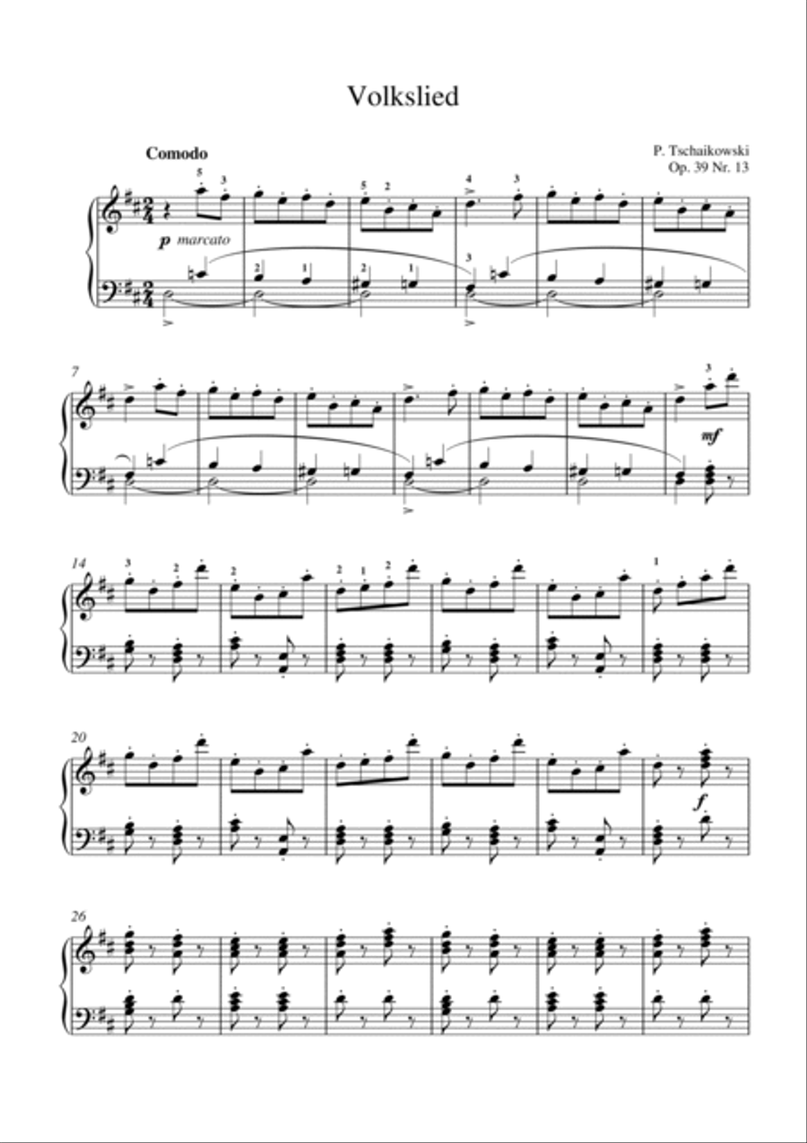 Tchaikovsky-Children's Album, Op.39 No.13.Kamarinskaya(Piano) Tchaikovsky-Children's Album, Op.39 No.13.Kamarinskaya(Piano) Piano Solo scores gallery preview page 2
