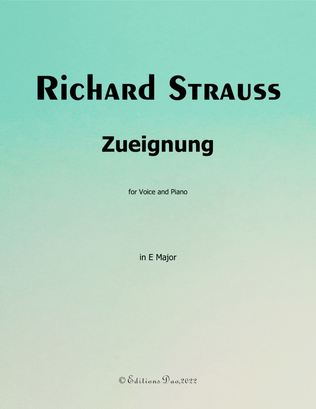 Book cover for Zueignung, by Richard Strauss, in E Major