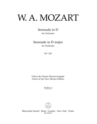 Book cover for Serenade D major, KV 239