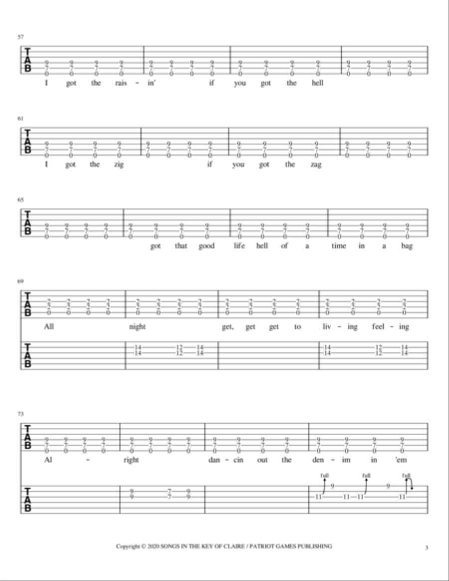 All Night Guitar Tablature scores gallery preview page 3