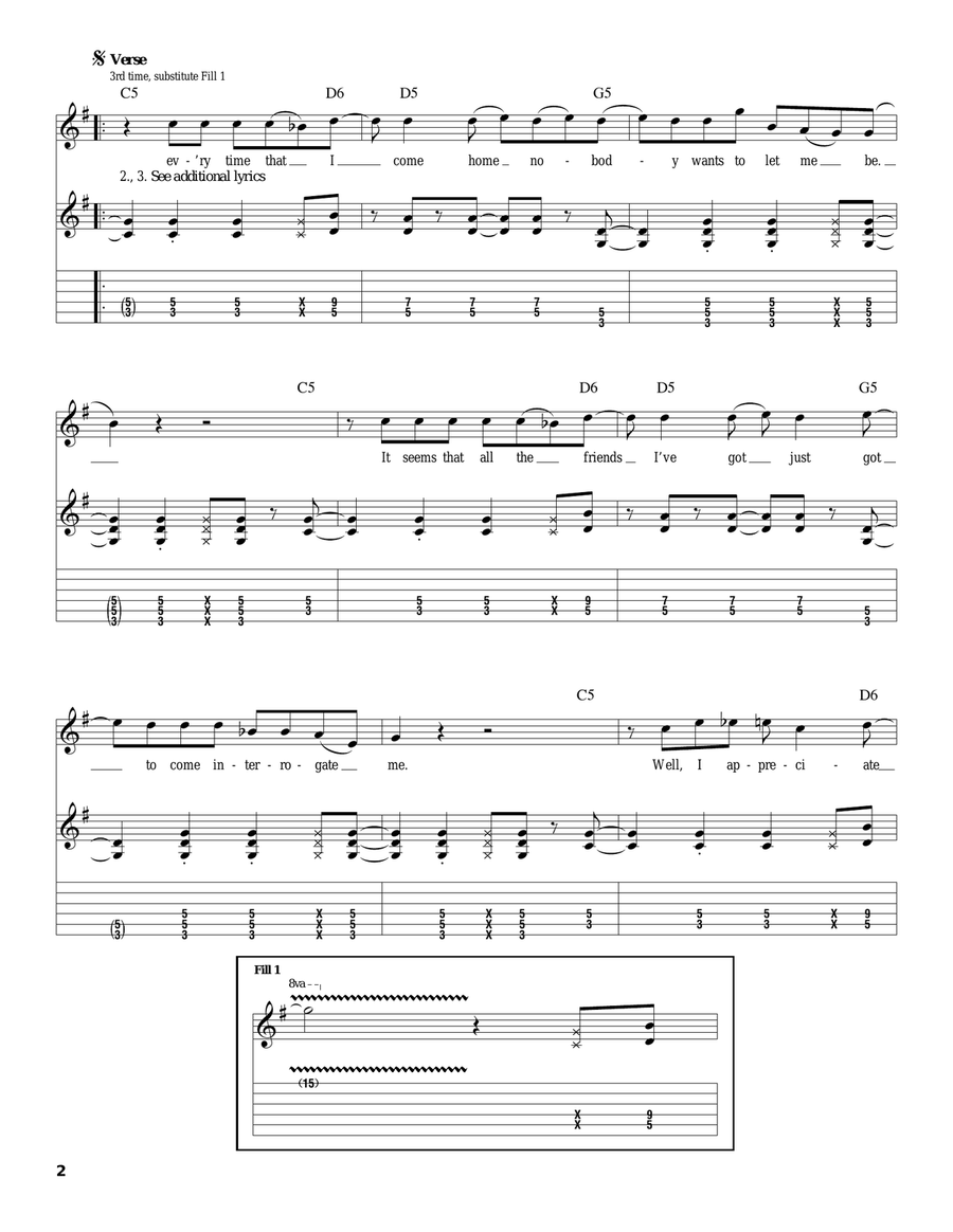 Don't Ask Me No Questions Acoustic Guitar scores gallery preview page 2