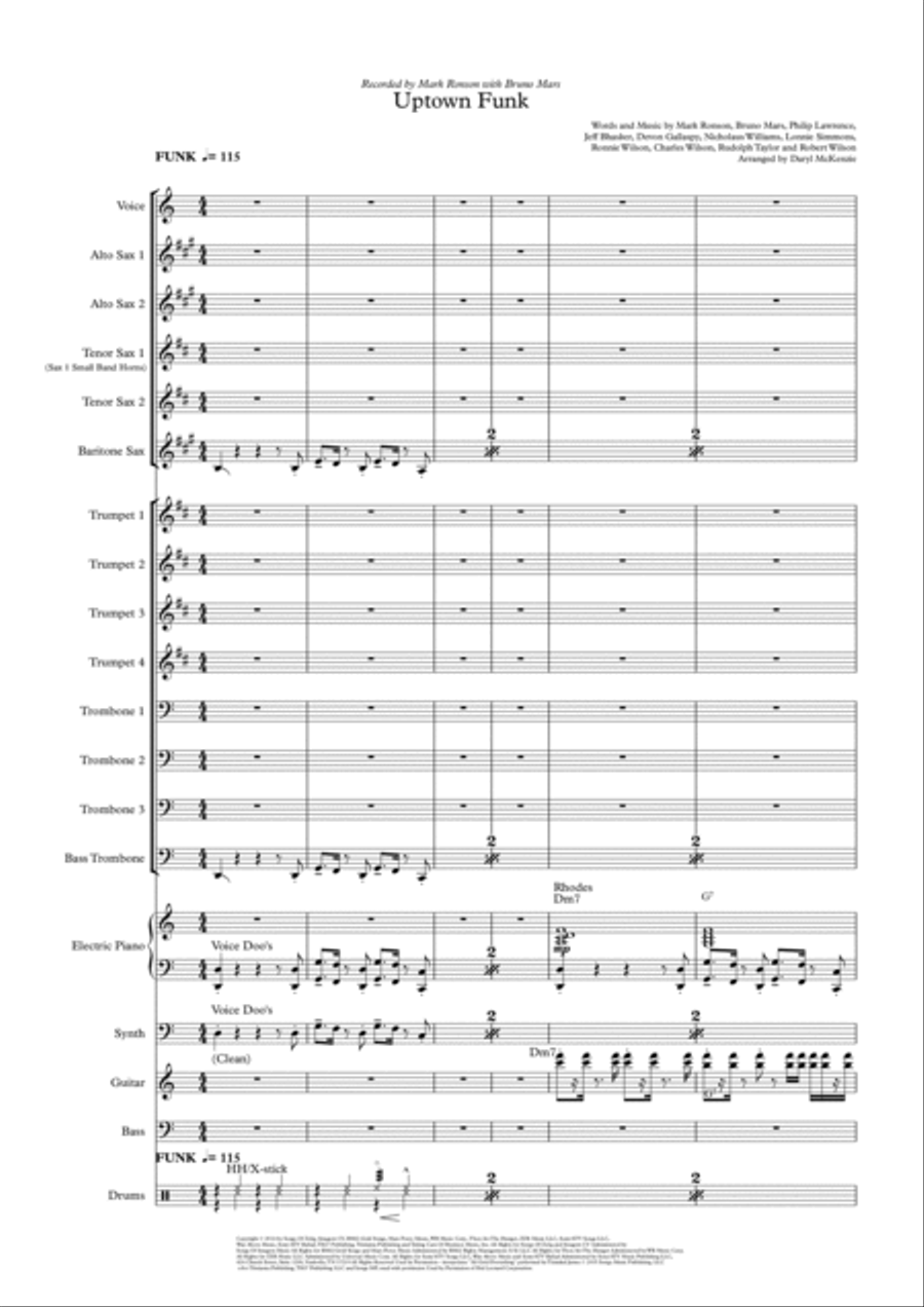 Uptown Funk Tenor Saxophone scores gallery preview page 1