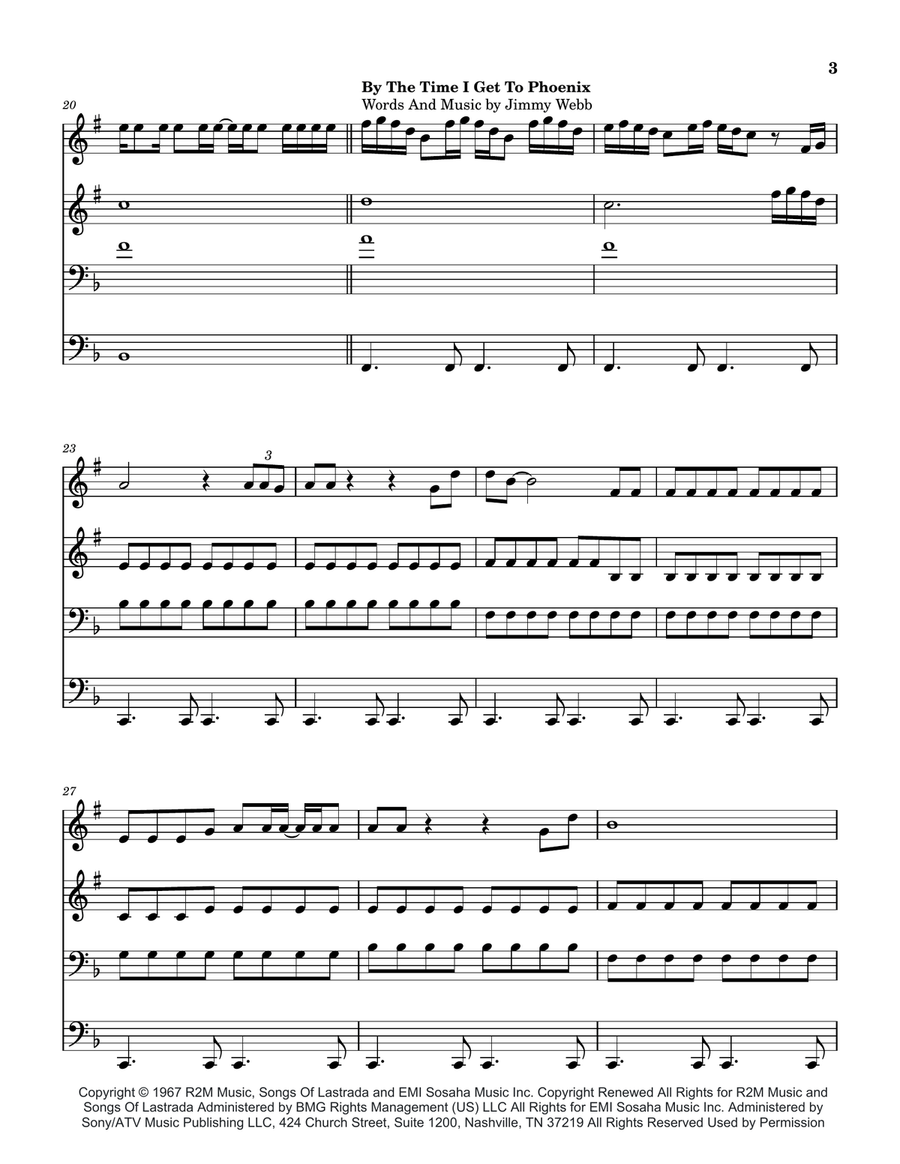 Medley: Wichita Lineman with By The Time I Get To Phoenix and Macarthur Park Brass Quartet scores gallery preview page 4