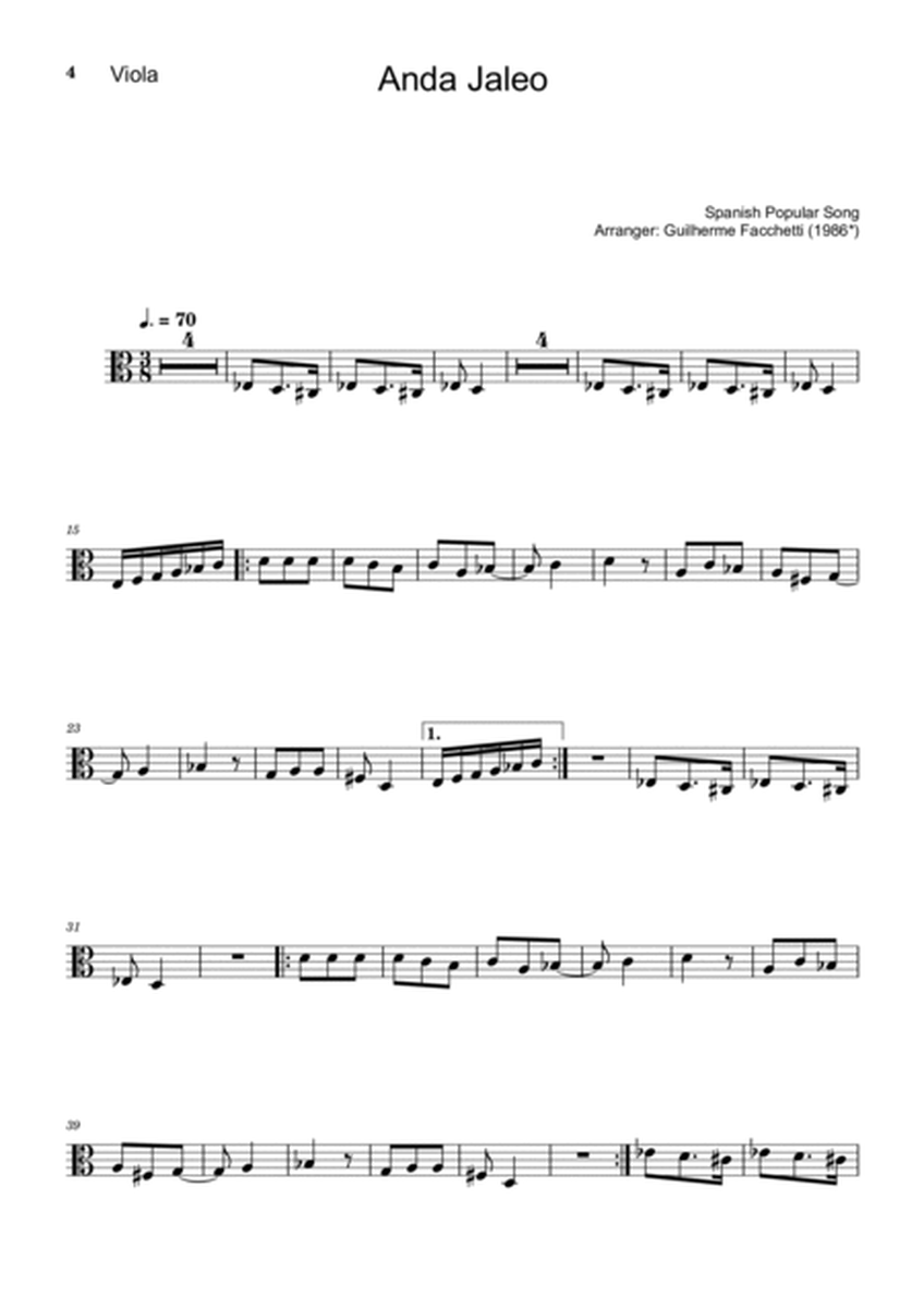 Spanish Popular Song - Anda Jaleo. Arrangement for Viola and Classical Guitar. Score and Parts image number null