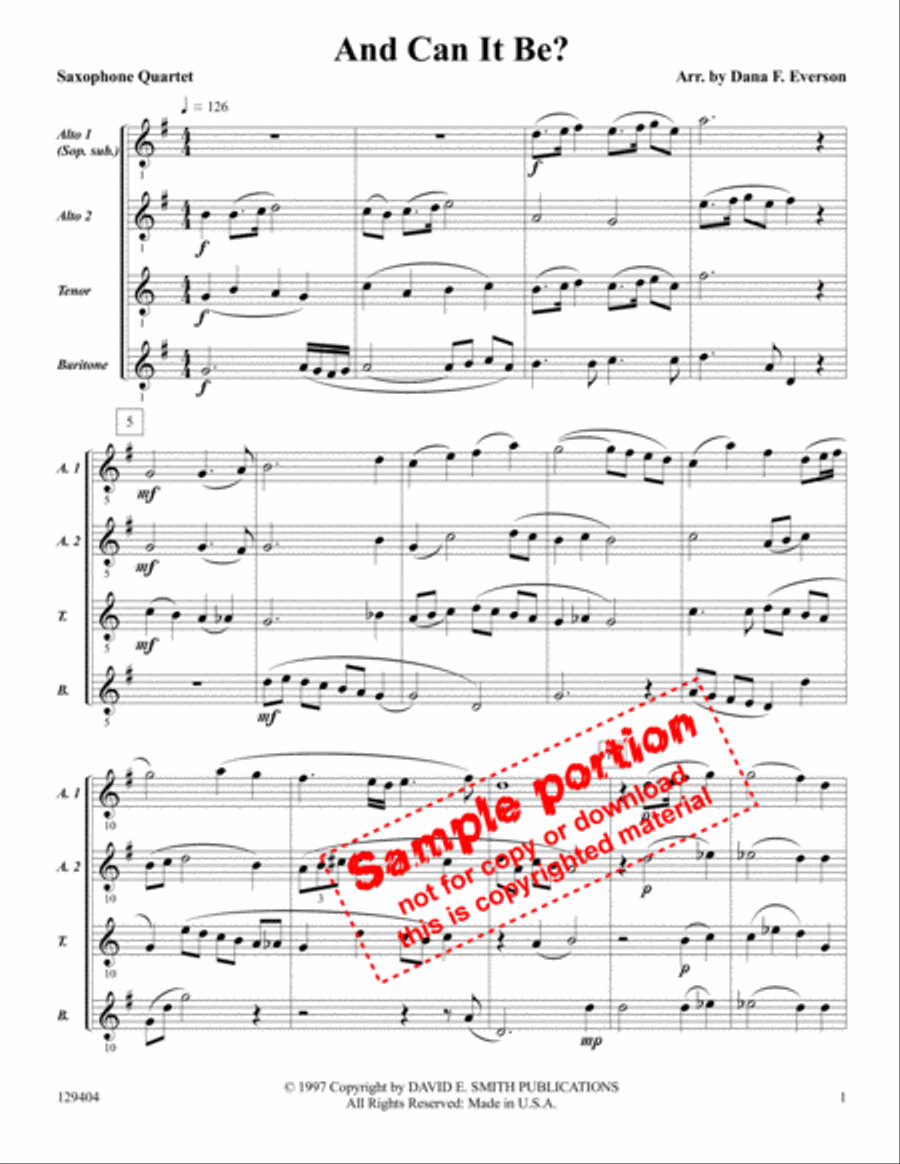 And Can It Be Saxophone Quartet scores gallery preview page 2