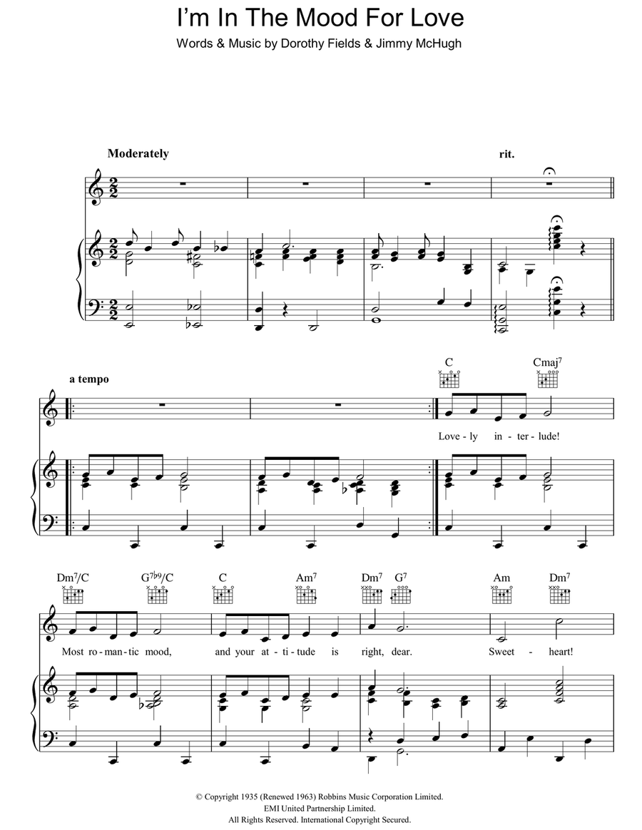 I'm In The Mood For Love Piano, Vocal, Guitar scores gallery preview page 1